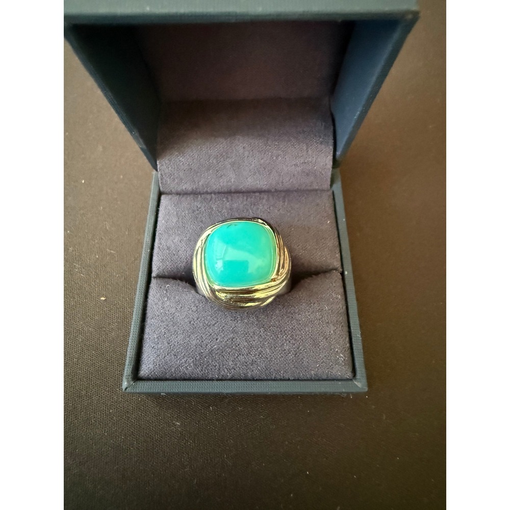 JS Sterling Silver 925 Turquoise Cabochon Ring Thailand Size 7